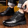 Winter Men Boots Lace Up High Top Fashion Fur Warm Leather Boots For Men High Top Snow Boots Casual Cotton Shoes Men