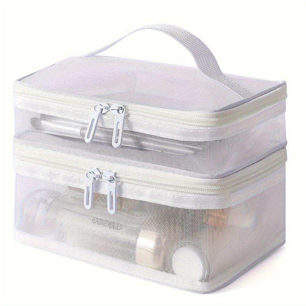 1/2/3 Layers Cosmetic Storage Bag Zipper Toiletries Organizer Handbag Mesh Cosmetic Bags Outdoor