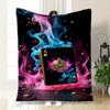 "Golden Ace of Spades Playing Card with Colorful Smoke Effect"Blanket Flannel Throw Blanket for Sofa, Bed, Travel, Camping, Office