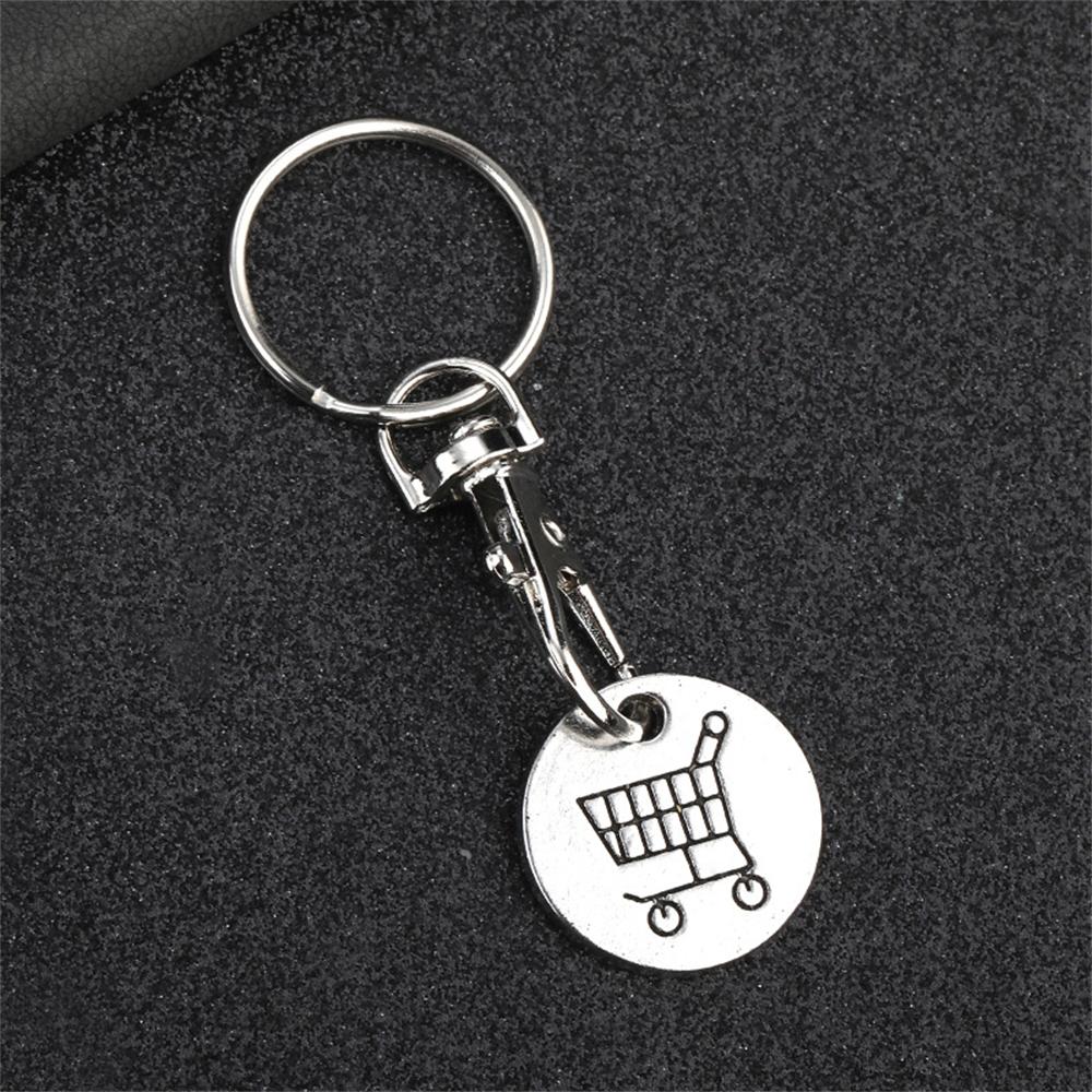 New Metal Shopping Trolley Coin Holder Keychain Portable Carts Token Lobster Buckle Key Chain for Supermarket Promotion Gift
