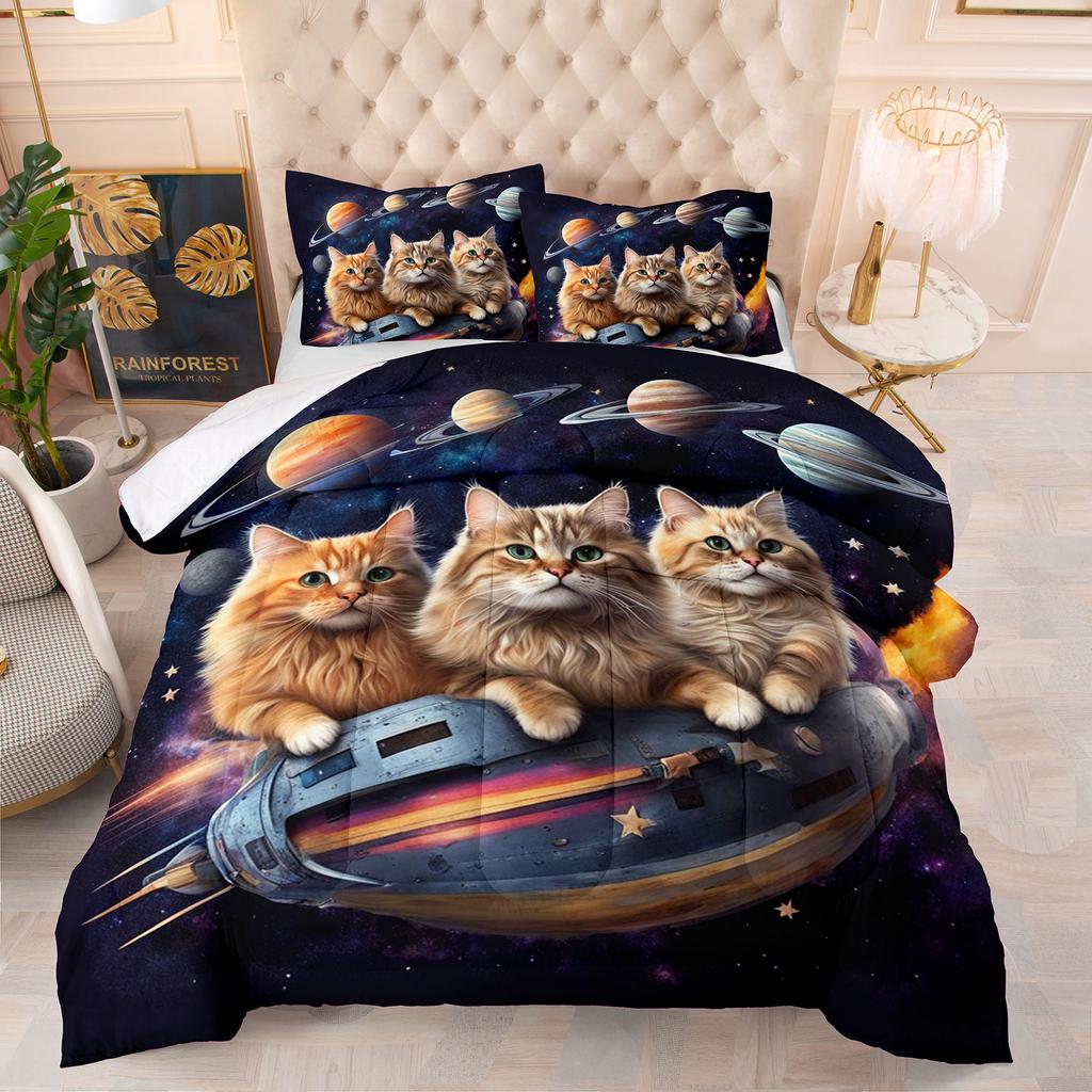 Comforter Cute Kitten Luxury Theme Home Comforter Winter Quilted Blanket Goose Down Duvet King Queen 3D Blanket Size Twin