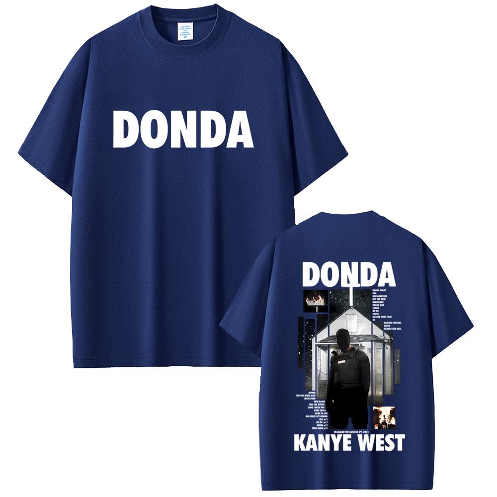 Футболка с двусторонним принтом рэпера Канье Уэста Donda Унисекс Женская Хип-хоп Мода Поп-музыка Футболки Унисекс Винтажные Оверсайз Футболки