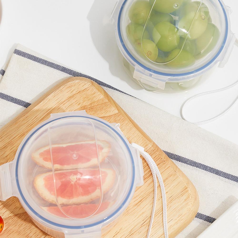 Durable Plastic Fruit Preservation Box Clear with Lid Circular Sealed Box Reusable Multipurpose Food Saver Box Refrigerator