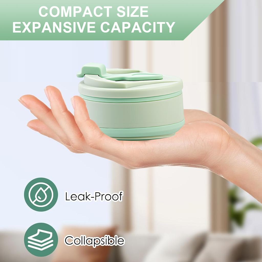 Leeseph Collapsible Travel Cup, Silicone Portable Drinking Mug with Lid for Water, Coffee, Drinks for Hiking & Picnic(350/500ML)