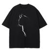 Streetwear Кот Тень Графическая Футболка Хлопковая Футболка Унисекс Топы Футболки Летние С Коротким Рукавом Футболка