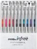 Pentel Gel Ink Ballpoint EnerGel Clear 10 Colors Pen, Infree, 0.7mm, Barrel, BL77TL-10,