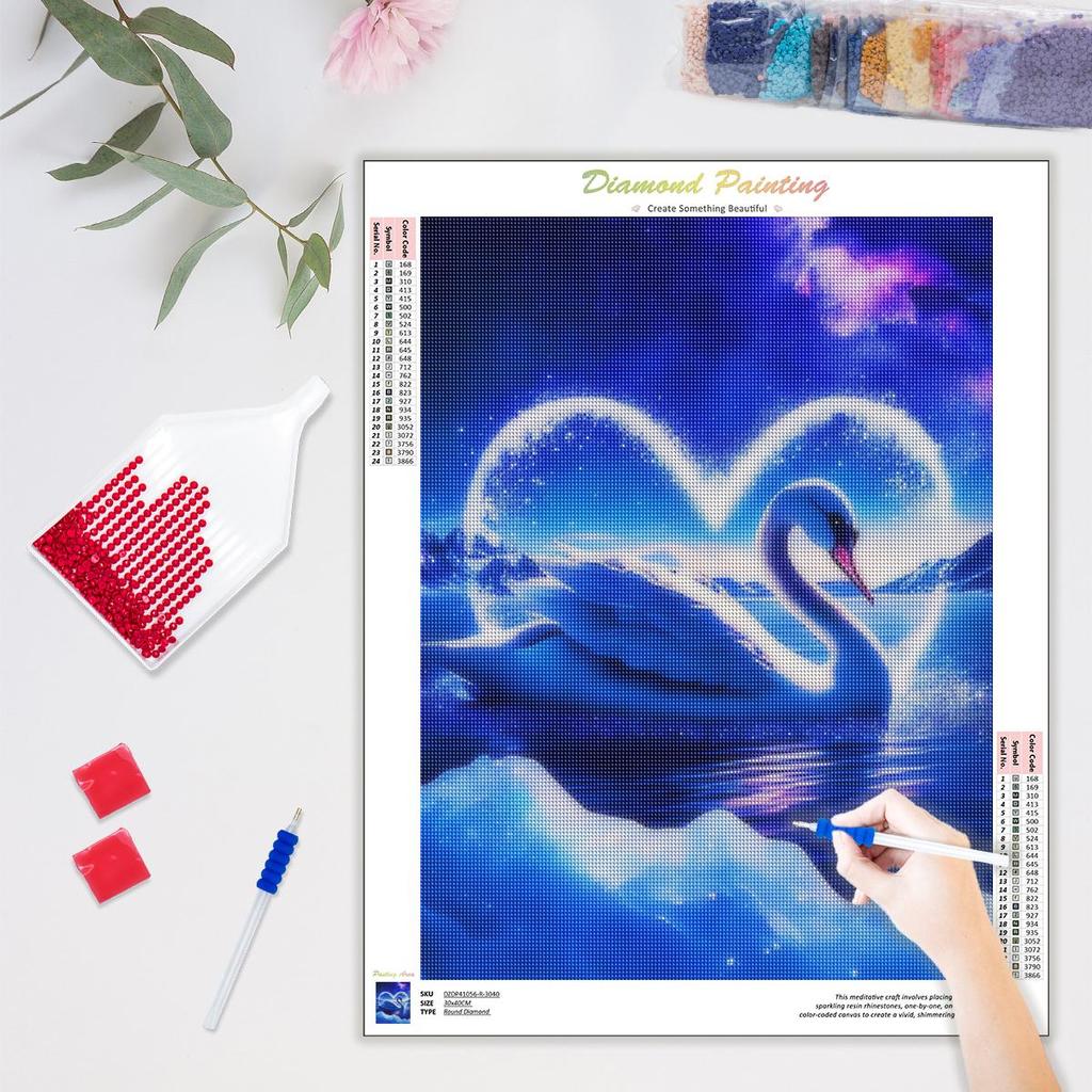 Полный круглый алмаз картина Лебедь вышивка крестиком Алмазная вышивка животные стразы фотографии ремесла 30x40 см/12x16 дюймов