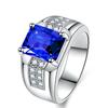 Men's Sapphire Blue Zircon Ring: Stylish Rectangular Fashion Trend