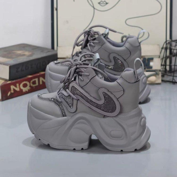 Платформа из флиса папины кроссовки осень и зима новые стразы небольшой подъем повседневные спортивные туфли