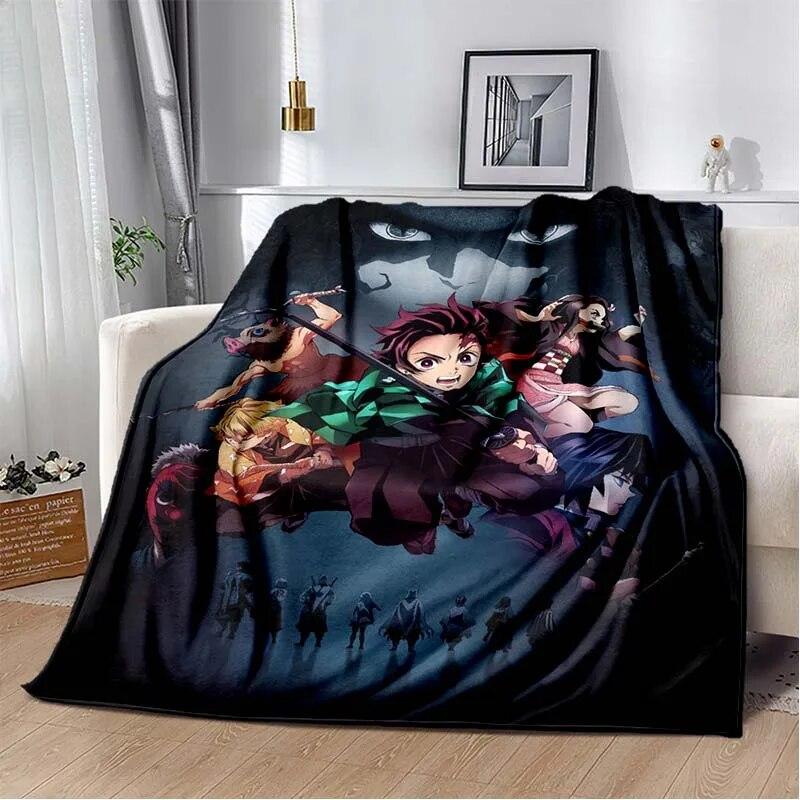 Модное одеяло Demon Slayer-легкое фланелевое покрывало для дивана и кровати, одеяло с цифровой печатью из мягкой фланелевой ткани с червями