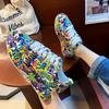 Women's Casual Sneakers Painted Graffiti Lace Up Sports Shoes for Women Flat Ladies Running Shoes Fashion New