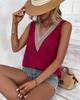Летняя новая простая однотонная майка без рукавов с v-образным вырезом