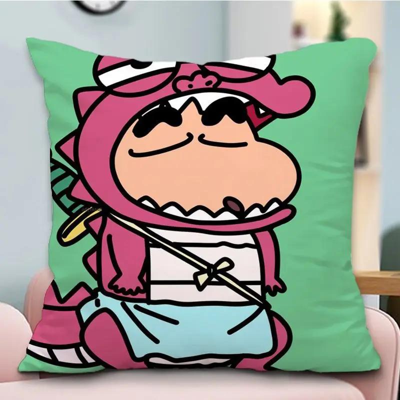 Crayon Shin-chan Pillow Case Cartoon Square Cushion Case Dustproof Pillow Cover Home Sofa Living Room Bed Couch Decor Pillowcase