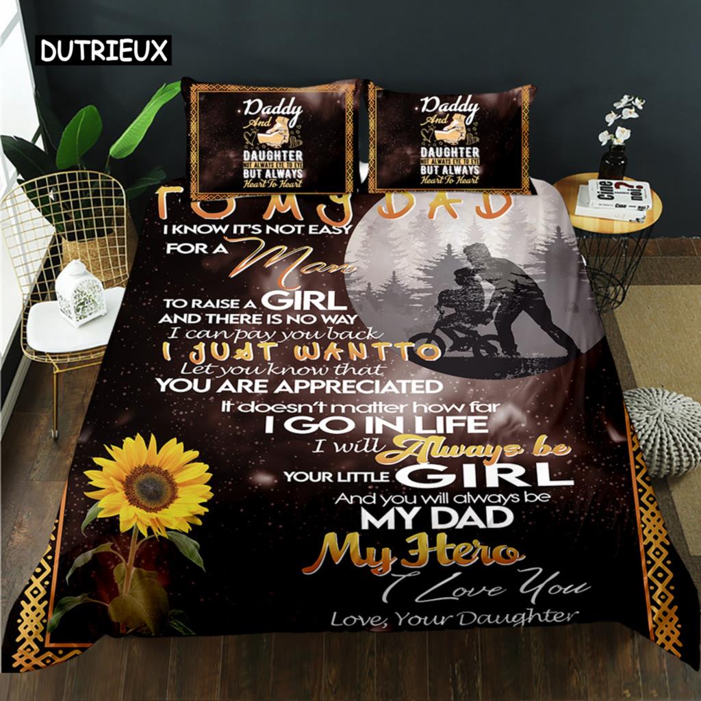 Father's Day Duvet Cover Set Queen Single Double Size Letter To Father Bedding Set Microfiber Father's Day Gift Twin Quilt Cover