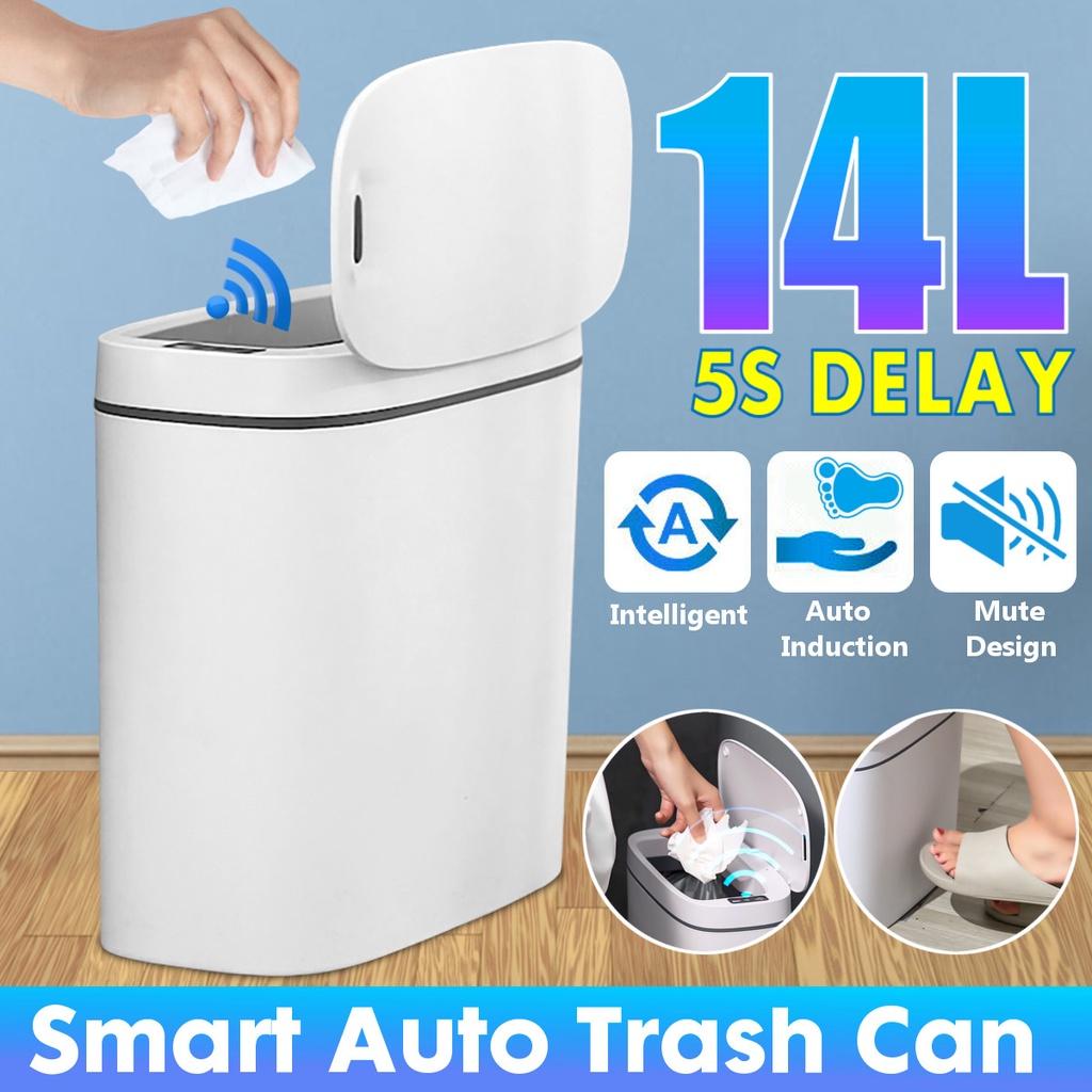 14л умный сенсорный мусорный бак электронный автоматический мусорный бак для ванной комнаты бытовой туалет водостойкий сенсорный бак с узким швом
