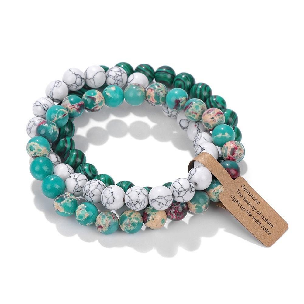 3Pcs/set 8mm Crystal Beads Bracelet Multi Color Combination Bracelet Bohemian Style Bracelet Set