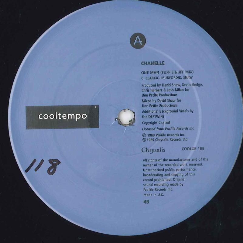 12-дюймовая пластинка CHANELLE One Man Remix COOLXR183 COOLTEMPO 1989 UK Dance Electronica Б/у