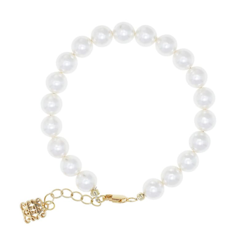 jewelCOUNTY Classic Anagram Pearl Bralcet[White/92.5Silver]
