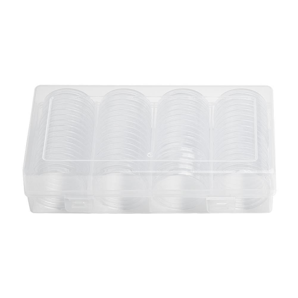 60 шт. 40 мм прозрачный круглый пластиковый контейнер для капсул для монет пустой ящик для хранения держатель