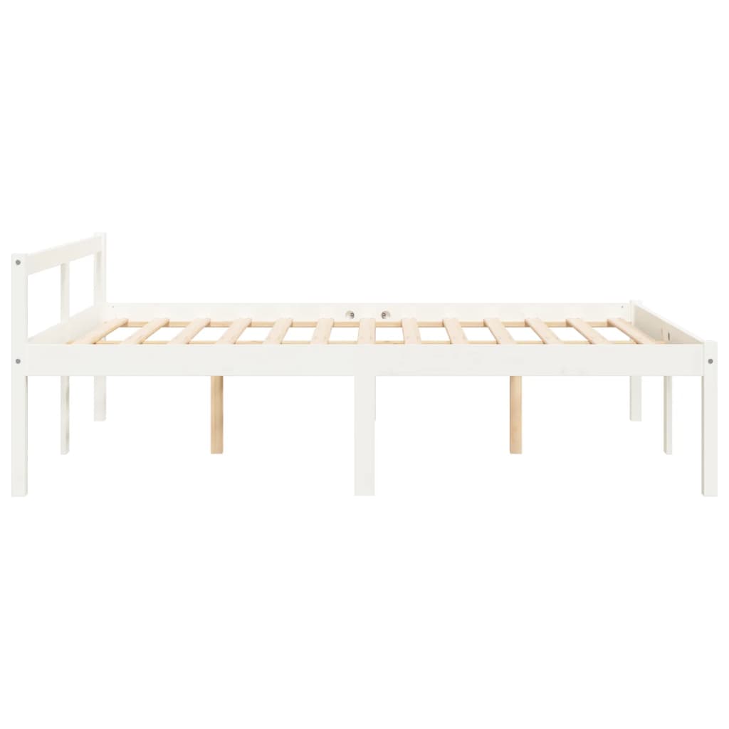 Vidaxl Łóżko Dla Seniora, Białe, 140X190 Cm, Lite Drewno Sosnowe