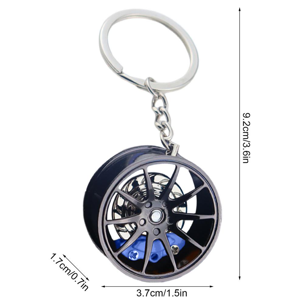 1PC Wheel Hub Car Key Chain Fidget Toy Car Tire Brake Disc Keychain Fingertip Gadget Keyring Bags Pendant 3D Alloy Model Gift