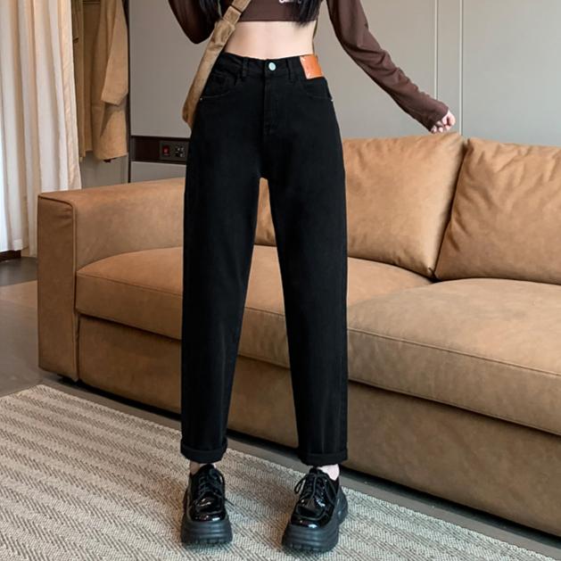 Dimanaf 2025 Women Spring Plus Size Elastic Jeans Pants Female Buttons Straight Basic High Waist Trousers Blue Long Pants