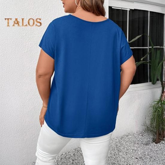 Женская летняя футболка с V-образным вырезом, коротким рукавом, однотонная, свободного кроя, повседневные топы с ажурным перекрестным дизайном