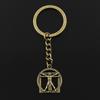 Модный брелок для ключей 30 мм, металлический брелок для ключей, ювелирные изделия, античная бронза, человеческая фигура да Винчи, подвеска 26x22 мм