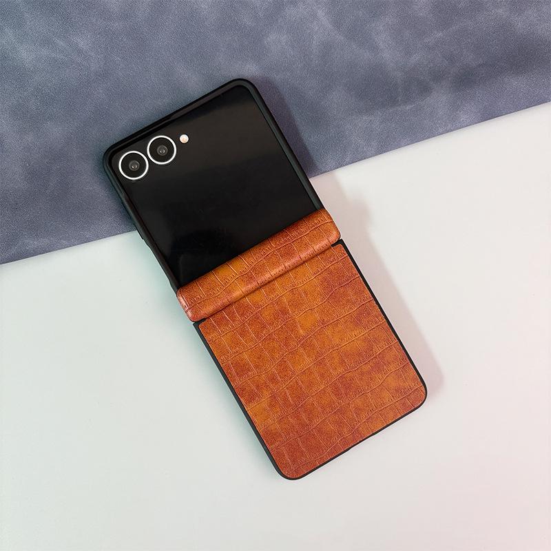 Совместимый кожаный чехол для Samsung Galaxy Z Flip 8: Полное покрытие шарнира и защита от падений для Z Flip 6/7.