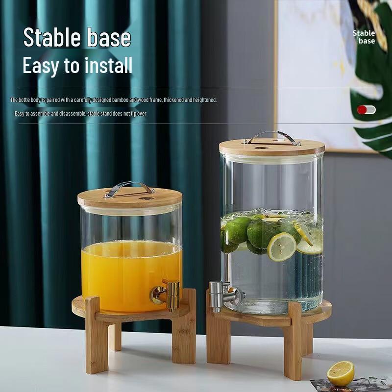 Glass Juice Dispenser with Faucet and Base