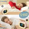 Милый будильник с кошачьими ушками, 7-цветным ночником RGB и 18 мелодиями звонка, перезаряжаемые часы для детской спальни