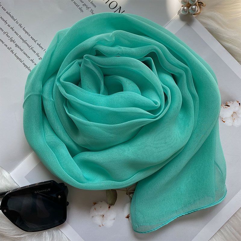 Hangzhou Silk Scarf for Women Versatile Mulberry Silk Scarf for Summer Sun Protection Beach Towel Solid Color Mother Long Shawl