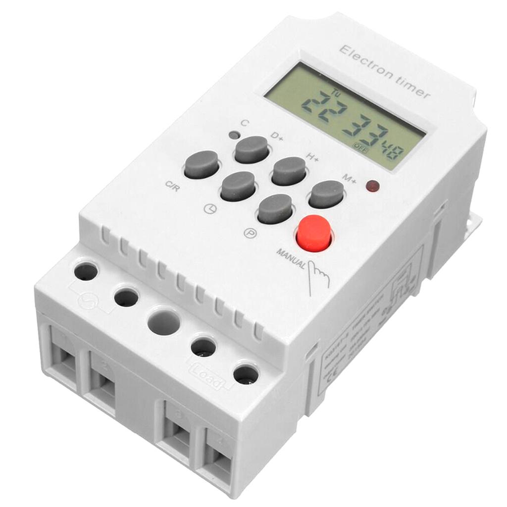 Цифровой программируемый таймер AC 220V 25A, электронный контроллер на DIN-рейку с ЖК-дисплеем и часами