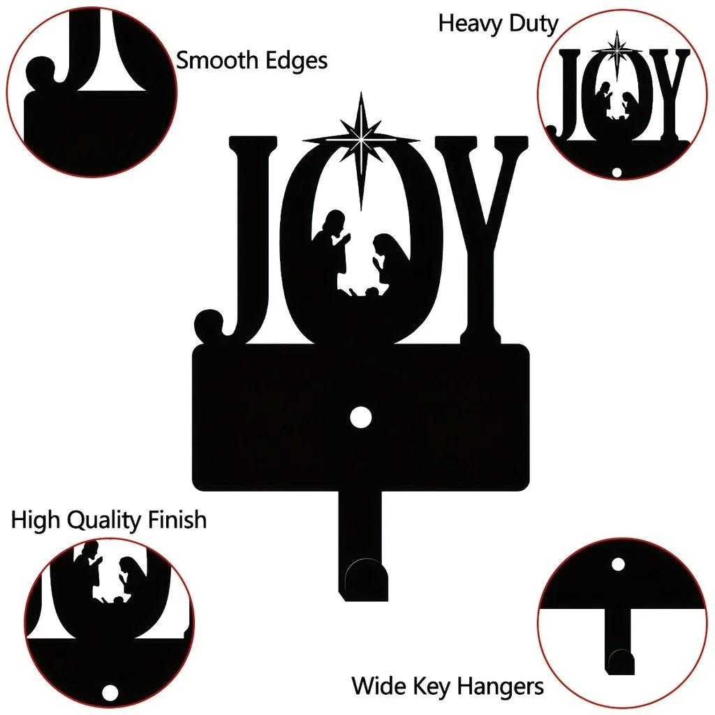 Очаровательный металлический рождественский крючок для яслей Joy — идеально подходит для подвешивания ключей и украшения стен в это Рождество