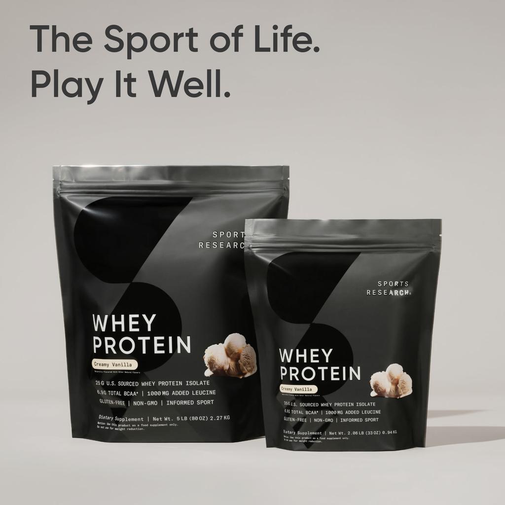 Sports Research Whey Protein, Creamy Vanilla, 5 Lbs (2.27 Kg)