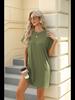 2024 Spring/Summer Solid Color Round Neck Pocket Loose Short-Sleeved Dress
