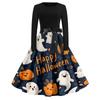 Women's Casual Fashion Round Neck Halloween Printed Vintage Dress
