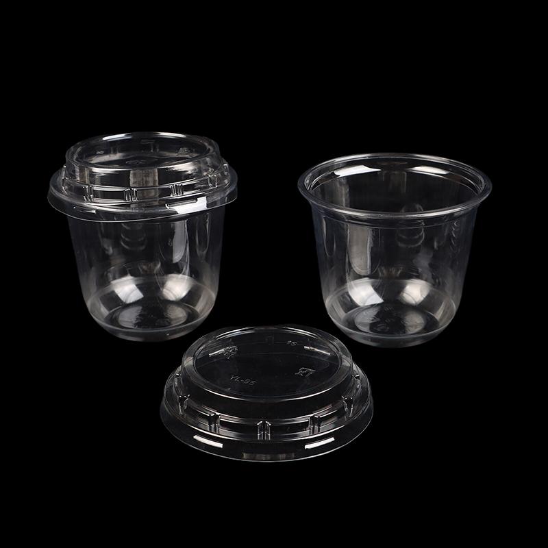 10Pcs 10Oz Disposable Mousse Cups Cake With Lid Clear Plastic Boxes Ice-Cream Dessert Picnic Pudding Jelly Dessert Yogurt Cups