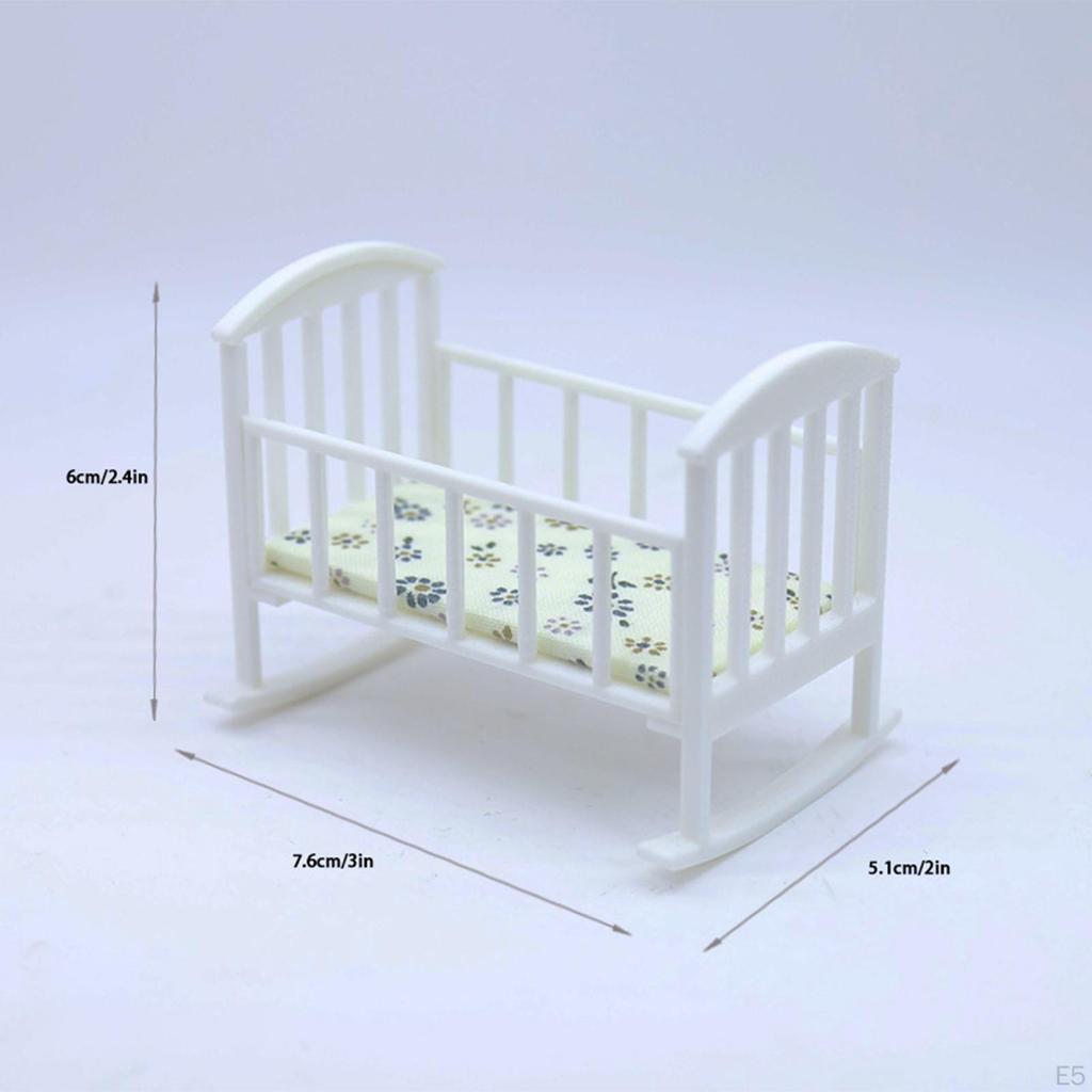 1:12 Miniature Crib Bed Accessories Modern Dolls House Furniture Toy Doll Cradle Ornaments Pretend