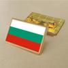 Bulgarian Flag Brooch 2.5 * 1.5cm Zinc Alloy Die-cast Pvc Color Printing and Coating Golden Rectangular Shape
