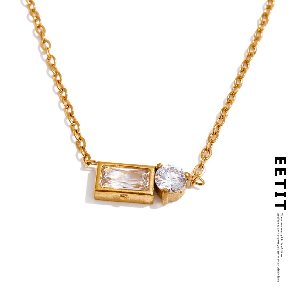 Eetit Блестящее ожерелье с прямоугольным кулоном из кубического циркония для женщин, модное, корейский шик, ювелирный подарок