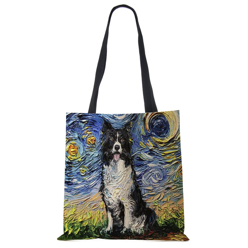 Звездное небо Животное Собака Принт Сумка-тоут Сумка через плечо Женская Большая Повседневная Сумка для покупок Дамская Ручная сумка для покупок На открытом воздухе CLE