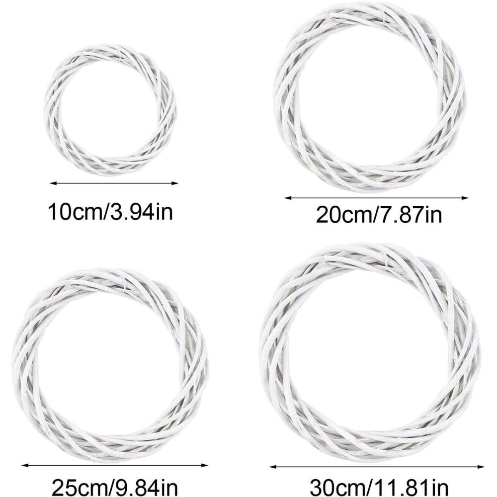 Xmas DIY Craft Blank Ornament Natural Vine Rattan Ring White Garland Christmas Decoration Wicker Wreath