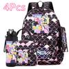 4Pcs/set Anime Cartoon Printed Backpack with Handbag Pencil Case 750Ml Water Bottler for Teenager Boy Girl Large Capacity Bookbag Schoolbag Mochila