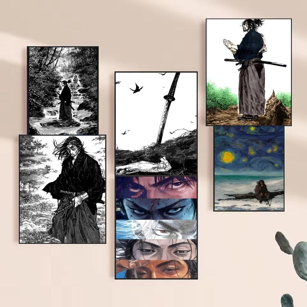 1 шт. Японская аниме-манга Миямото Мусаси Бродяга Бусидо Воин HD Постеры Домашняя комната Бар Кафе Декор Искусство Настенная живопись Картина