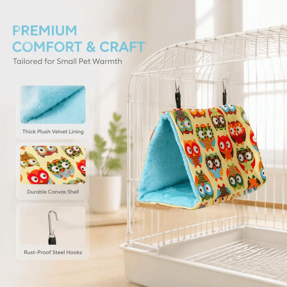 Soft Hammock Material Plush Bird Hut Cozy Plush Fabric Bird Cage Hut Tent For Budgies