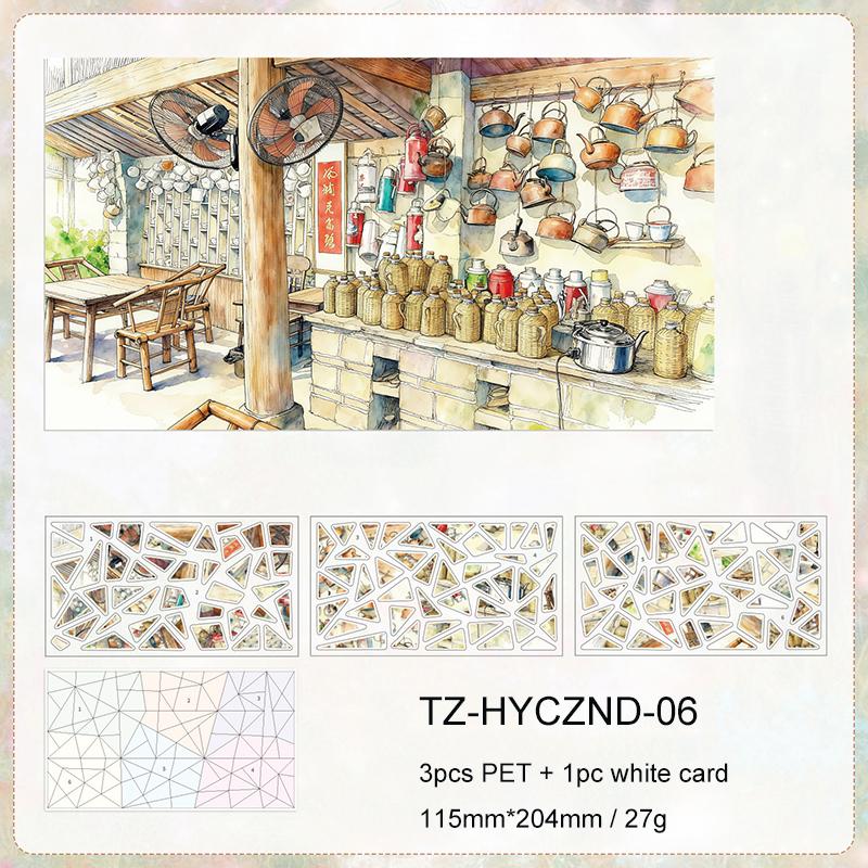 JIANWU Age of Innocence Series Vintage Life Character Landscape Material Collage PET Sticker Creative DIY Journal Stationery