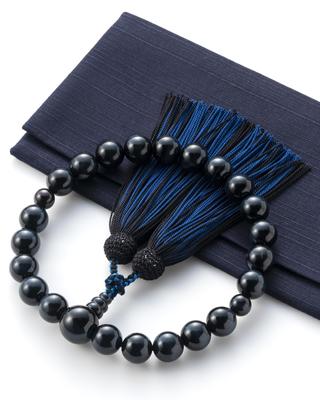 Четки для мужчин, традиционное ремесло, контролируемое похоронной службой, траурные четки Juju для мужчин, синий тигровый глаз [Fukushodo] [Киото]