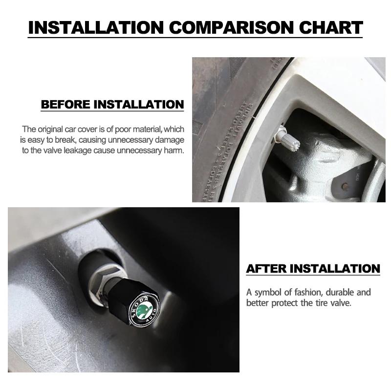 AAAJH1 Car Keychain Tire Valve Cap Car Styling Accessories For Skoda Octavia MK2 MK1 2 3 A5 A7 A8 Fabia Karoq Superb Rapid Kamiq Scala