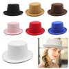 Roll Brim Fedora Hat for Adult Fashion Solid Color Panama Hat Magician Cap Wool Hat Cosplay Costume Unisex Flat Top Hat